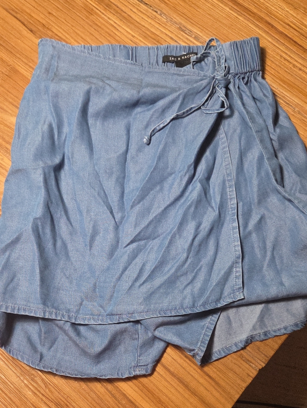 Zac & Rachel Light Blue Chambray Skater Wrap Skirt